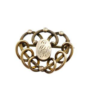 Antique Initialed Gold Filled Wire Brooch (A8175)